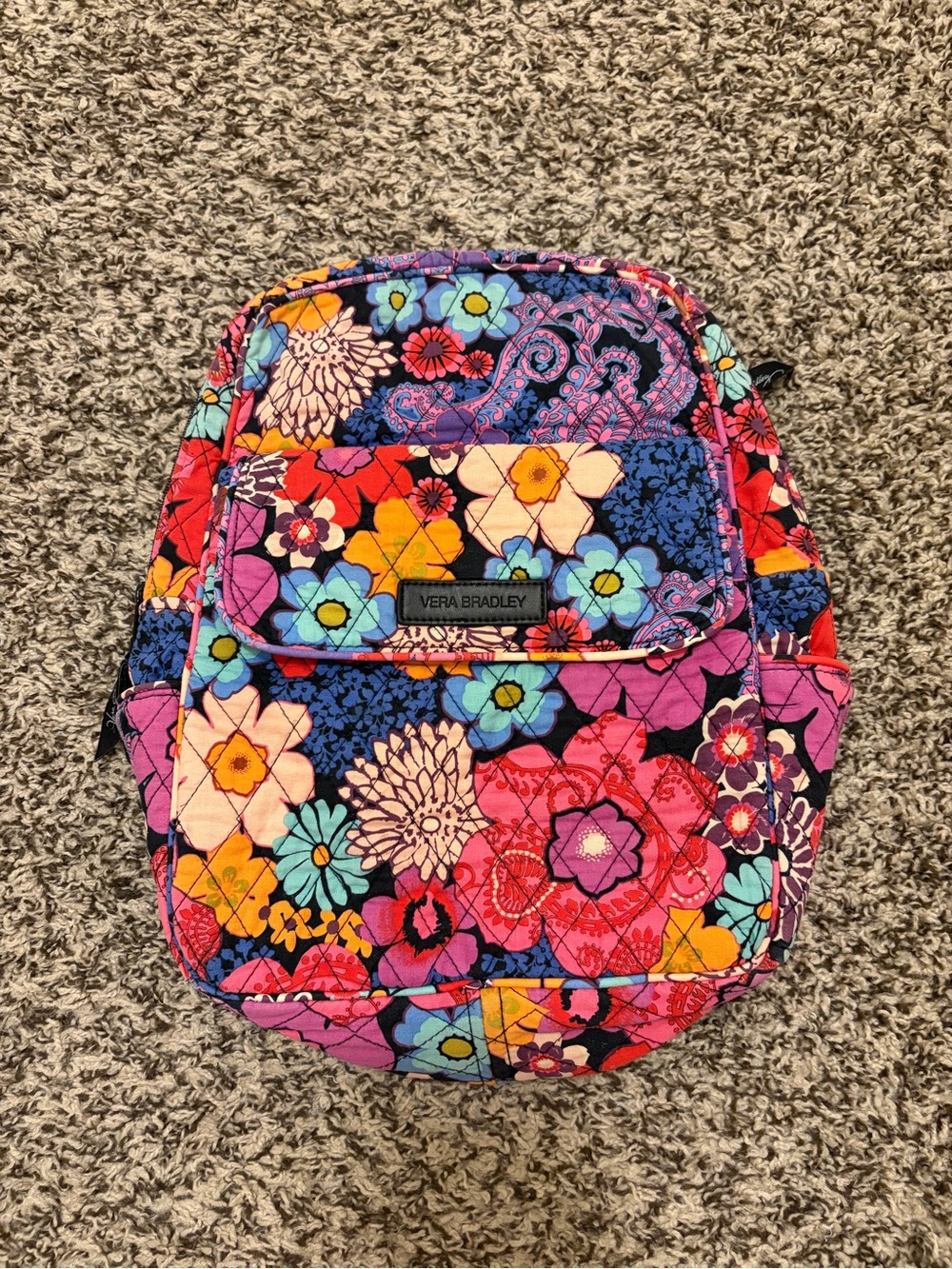 Retired Vera Bradley Quilted Floral Backpack - Pink, Blue, Purple, Red, Yellow